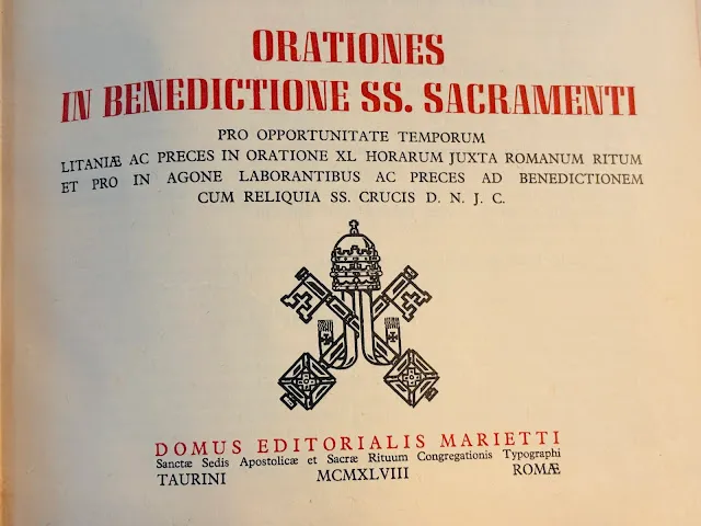 Titulní strana obřadní knihy „Orationes in benedictione Ss. Sacramenti".